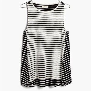 Madewell Striped Forward Seam Black & White Women's Tank Top Size Medium